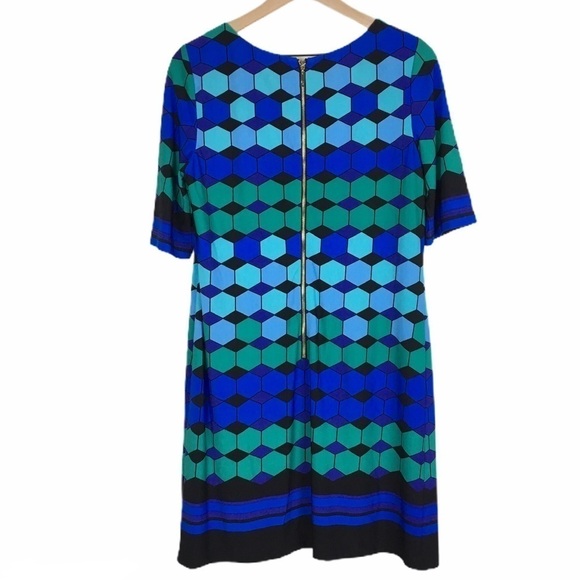 ELIZA J Shift Dress Retro Mod Geo Elbow Length Sleeves Wedding Guest Attire 10 - Picture 4 of 13